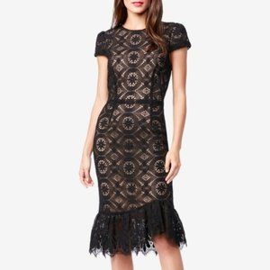 Betsey Johnson Women's Lace Midi Dress with Ruffled Hem